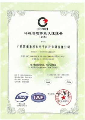 2012年 环境管理体系认证证书