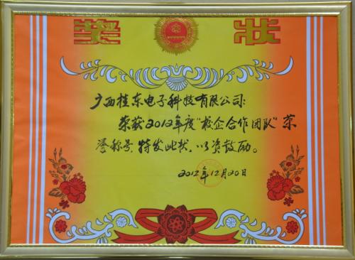 2012年 校企合作团队荣誉称号